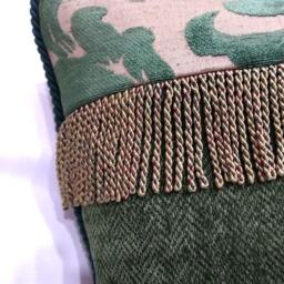 Holiday Brocade Pillow, Christmas Pillow 16x16, Victorian Velvet Cover & Insert - thumbnail 2