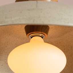 Speckled Cream Gloss Xl Dawn Pendant Light in Ceramic & Oak - thumbnail 3