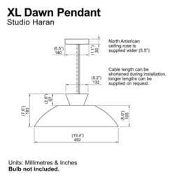 Speckled Cream Gloss Xl Dawn Pendant Light in Ceramic & Oak - thumbnail 4