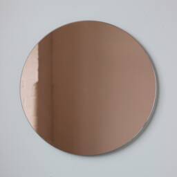Orbis??? Peach/Rose Gold Tinted Minimalist Round Frameless Mirror - Large, Xl - thumbnail 3