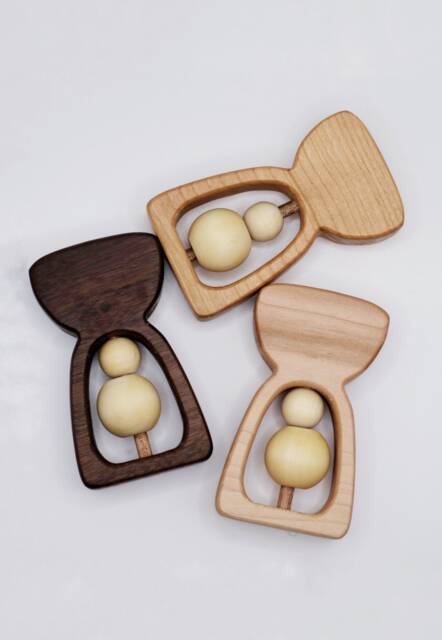 Latte Stone Wood Baby Rattle Eco-Friendly Infant Toy - image 1