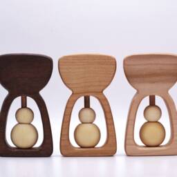 Latte Stone Wood Baby Rattle Eco-Friendly Infant Toy - thumbnail 2