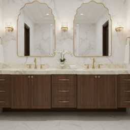 Modern Wavy Arched Brass Vanity Mirror, Bathroom Wall Mirror - thumbnail 3
