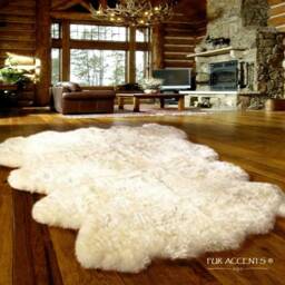 Handmade White Faux Sheepskin Rug - Plush Shag Fur Area - thumbnail 2