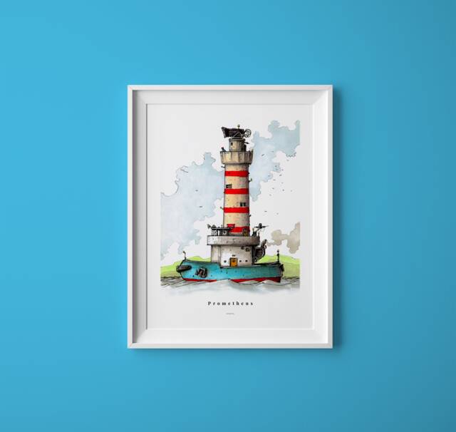 Lighthouse Tugboat Print Dreamy Sea Decor, Coastal Wall Art - image 1