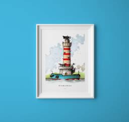 Lighthouse Tugboat Print Dreamy Sea Decor, Coastal Wall Art - thumbnail 1