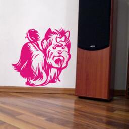 Yorkie Wall Decal Yorkshire Terrier Bow, Vinyl Sticker - thumbnail 2