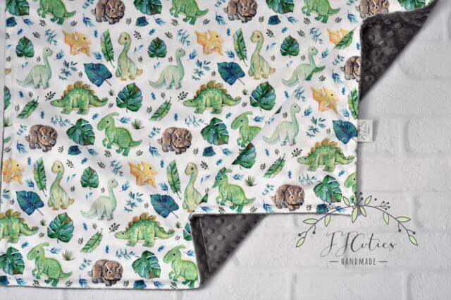 Personalized Dinosaur Baby Blanket-Personalized Boy Blanket-Dino Girl Blanket-Dinosaur Minky Nursery - image 1