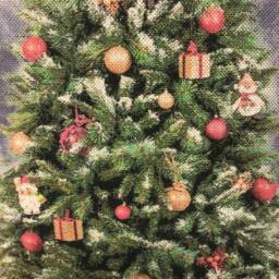 Handmade Christmas Tree Print Cushion Cover - Linen Look - 16 Inch - thumbnail 2