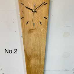 English Oak Long Narrow Modern Wooden Wall Clock, Wood Clock Uk, Rectangular Slim Clock - thumbnail 2