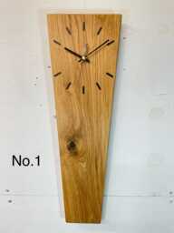 English Oak Long Narrow Modern Wooden Wall Clock, Wood Clock Uk, Rectangular Slim Clock