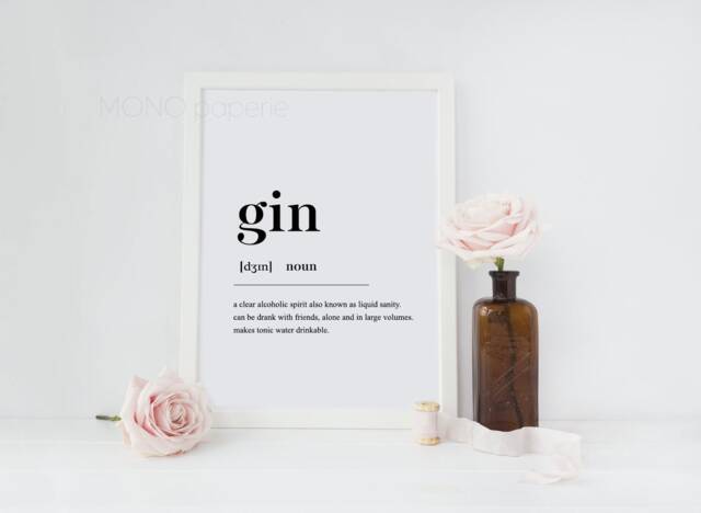 Gin Definition Print, Home Decor, Contemporary Wall Art, Kitchen Prints, Bar Print Decor
