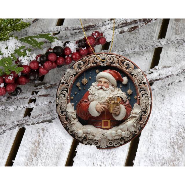 3D Santa Christmas Tree Bauble Personalized Keepsake Ornament - image 1