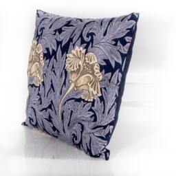 William Morris Pillow Cover, Blue Indigo Tulip Floral, Cotton Linen Throw - thumbnail 3