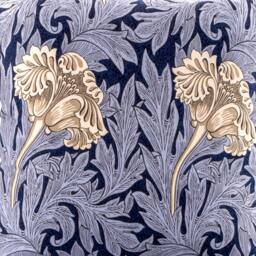 William Morris Pillow Cover, Blue Indigo Tulip Floral, Cotton Linen Throw - thumbnail 2