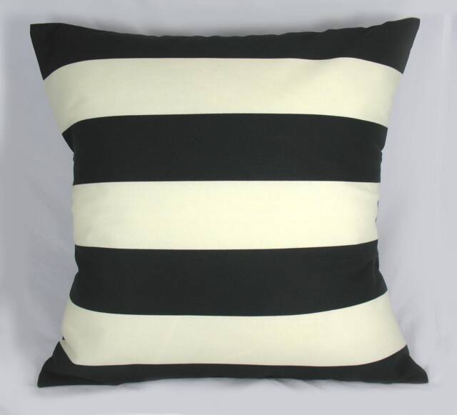 Awning Stripe - Black Stone Decorative Pillow Cushion Cover Accent Throw Indoor Outdoor - image 1