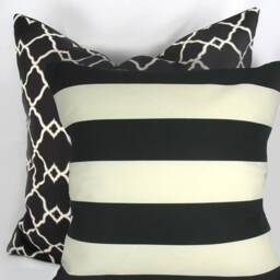 Awning Stripe - Black Stone Decorative Pillow Cushion Cover Accent Throw Indoor Outdoor - thumbnail 2