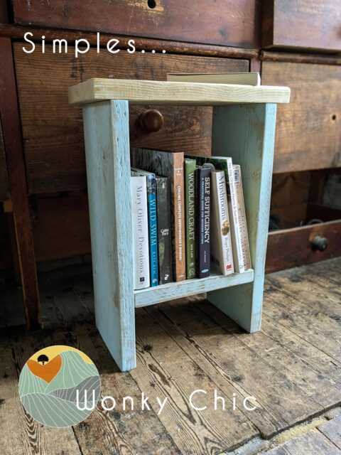Rustic Wood Side Table Chunky Lamp Stand, Distressed Finish - image 1