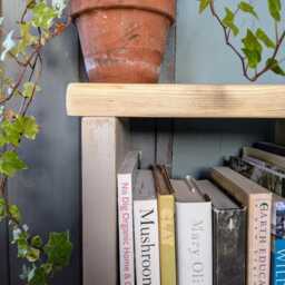 Rustic Wood Side Table Chunky Lamp Stand, Distressed Finish - thumbnail 3