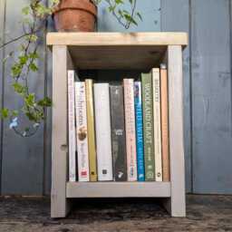 Rustic Wood Side Table Chunky Lamp Stand, Distressed Finish - thumbnail 2