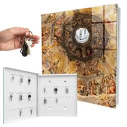 Religious Frescoes Wall Mounted Key Cabinet, Yellow Industrial Box, Classic Art, For Lovers Of Sacred Art - thumbnail 2