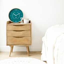 Peacock Blue Wooden Silent Wall Clock - thumbnail 1