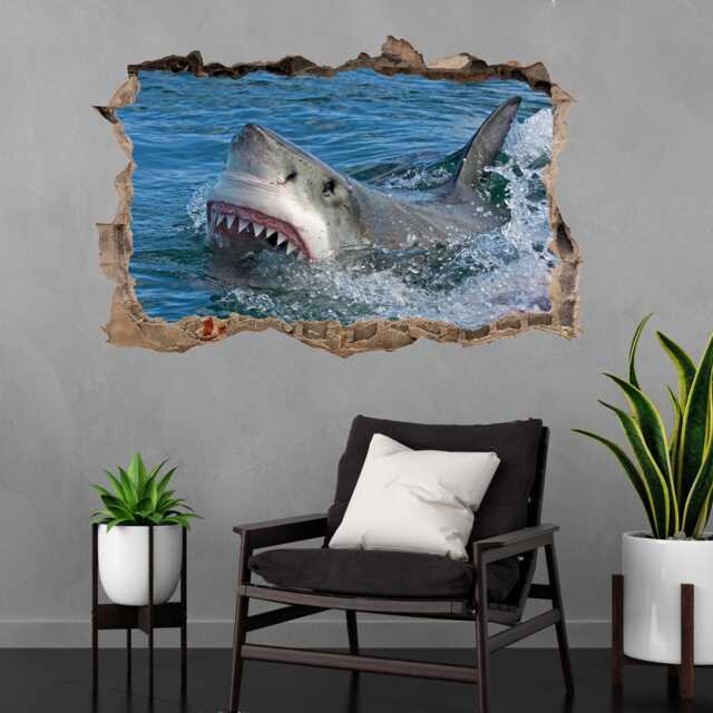 Great White Shark Wall Decal Sticker Mural Poster Print Art Kids Bedroom Decor Ck31 - image 1