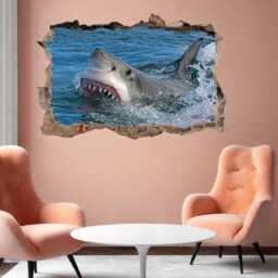 Great White Shark Wall Decal Sticker Mural Poster Print Art Kids Bedroom Decor Ck31 - thumbnail 3