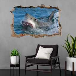 Great White Shark Wall Decal Sticker Mural Poster Print Art Kids Bedroom Decor Ck31 - thumbnail 1