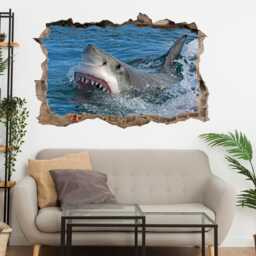 Great White Shark Wall Decal Sticker Mural Poster Print Art Kids Bedroom Decor Ck31 - thumbnail 2