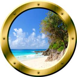 Tropical Island Wall Decal Beach Scene Sticker Porthole Decor Vwaq-Gp35 - thumbnail 2