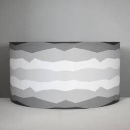 Grey Geometric Drum Lampshade With Silver Lining 20cm To 40cm ??, Ombre Stripe Pattern Ceiling Light Shade Handmade By Vivid Shades - thumbnail 2