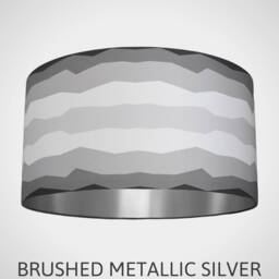 Grey Geometric Drum Lampshade With Silver Lining 20cm To 40cm ??, Ombre Stripe Pattern Ceiling Light Shade Handmade By Vivid Shades - thumbnail 1