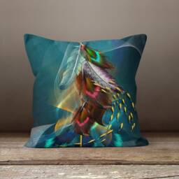Blue Green Cushion Cover-Abstract Pillow Case-Modern Flower Case-Garden Throw Cover-Gift For Her Cushion-Handmade Material - thumbnail 2