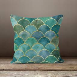 Blue Green Cushion Cover-Abstract Pillow Case-Modern Flower Case-Garden Throw Cover-Gift For Her Cushion-Handmade Material - thumbnail 3