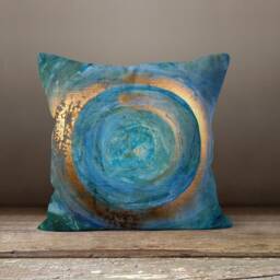 Blue Green Cushion Cover-Abstract Pillow Case-Modern Flower Case-Garden Throw Cover-Gift For Her Cushion-Handmade Material - thumbnail 4