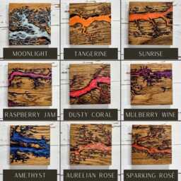 Handmade Unique Solid Oak Lichtenberg Figure Resin Dining Table, Custom Colour, Restaurant Table - thumbnail 3
