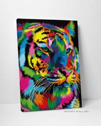 Abstract Tiger Canvas Art Wall Print Picture Framed Animal Decor -D407 - thumbnail 1