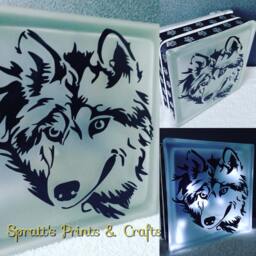 Wolf Nightlight, Glass Cube Head Light, Personalised Option - thumbnail 2