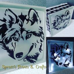 Wolf Nightlight, Glass Cube Head Light, Personalised Option - thumbnail 4