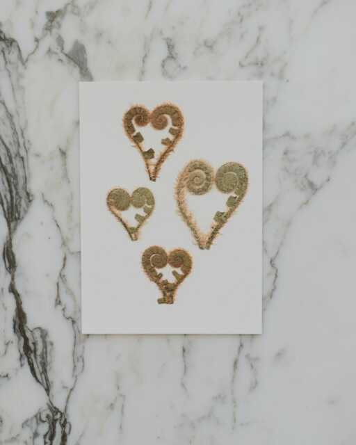 Fiddlehead Hearts - Print Reproduction Artwork Of Pressed Flowers 100% Cotton Rag Paper Botanical Art - image 1