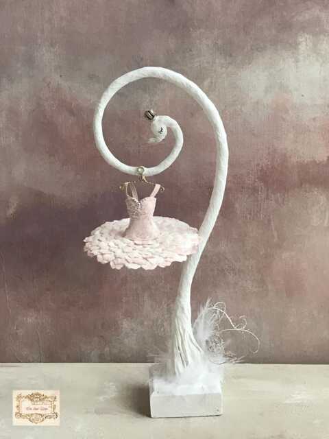 Rose Petal Tutu On Swan Ornament Stand , Paper Sculpture Artwork, Nursery Art Magical Fairytale Children's Room Home Decor - image 1