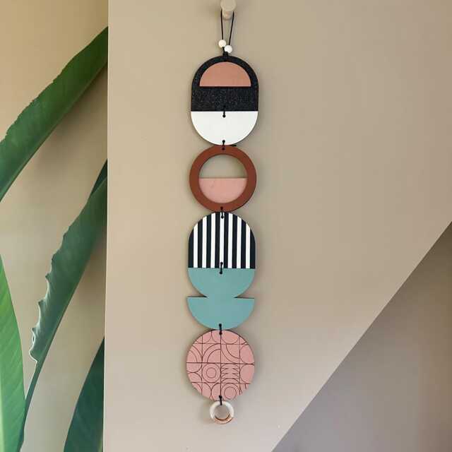 Black & Copper Wall Art - Geometric Hanging Moody Bauhaus Decor - image 1