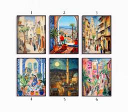 Syrian Travel Poster Set, Syria Print, Islamic Art, Muslim Decor, Folk Art Poster, Gallery Wall, Gift, A1/A2/A3/A4 - thumbnail 1