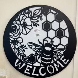Butterfly Welcome Sign Black Steel Garden Wall Art - 60cm - thumbnail 2