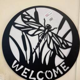Butterfly Welcome Sign Black Steel Garden Wall Art - 60cm - thumbnail 4