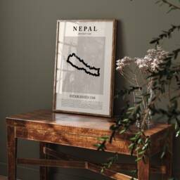 Nepal Map Vintage Abstract Wall Art Print Picasso + Matisse Inspired Travel Poster - thumbnail 2