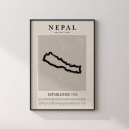 Nepal Map Vintage Abstract Wall Art Print Picasso + Matisse Inspired Travel Poster - thumbnail 1