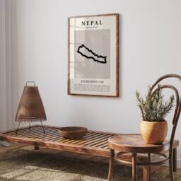 Nepal Map Vintage Abstract Wall Art Print Picasso + Matisse Inspired Travel Poster - thumbnail 3