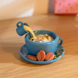 3D Printed Coffee Cup Trinket Bowl Latte Art Desk Decor - thumbnail 2